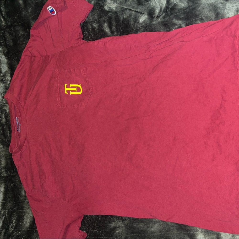 Tuskegee Football Champion Men's Burgandy Tee with Yellow Logo